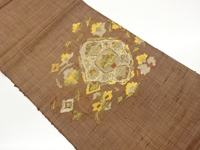 JAPANESE NAGOYA OBI / WOVEN FLOWER ARABESQUE
